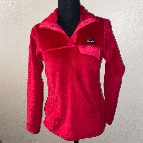 Patagonia Tops - Patagonia Vibrant Red Textured Fleece Jacket Polartec XS